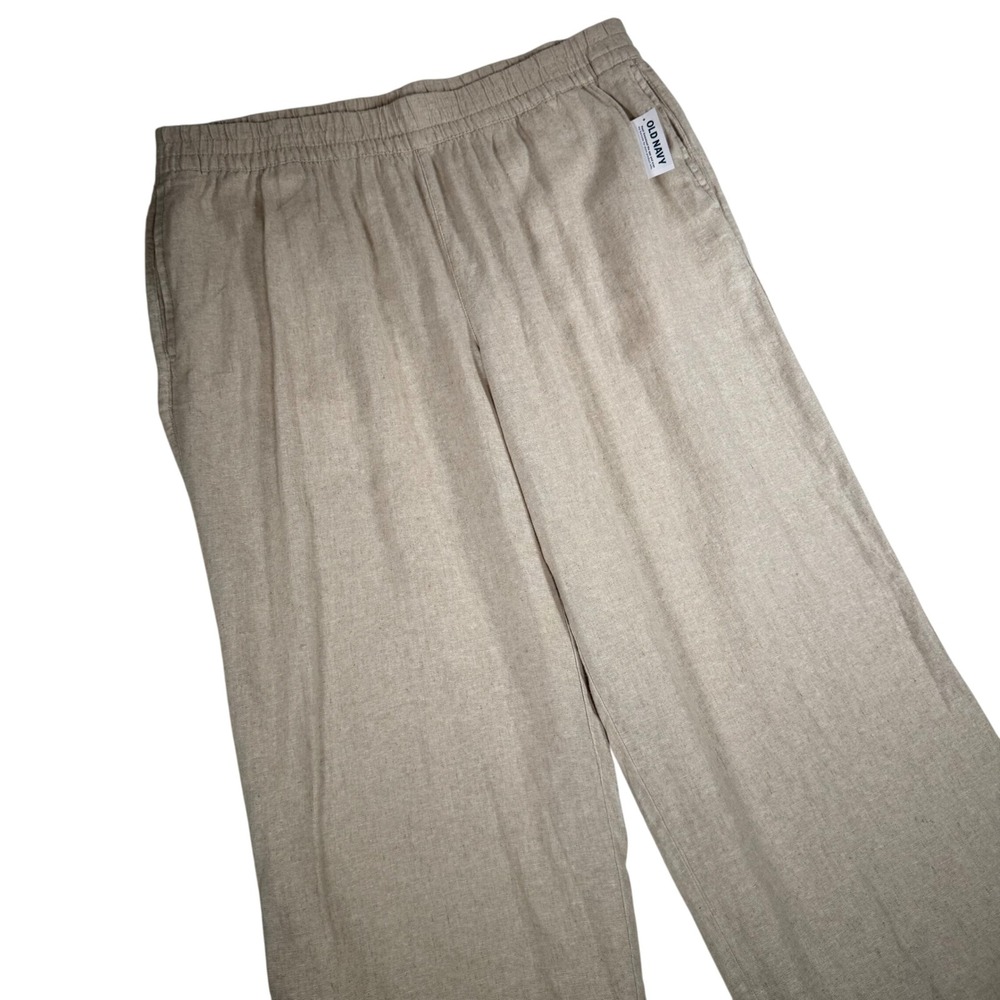 Old Navy NWT XL Natural Linen Blend Wide Leg High Rise‎ Comfort Pants